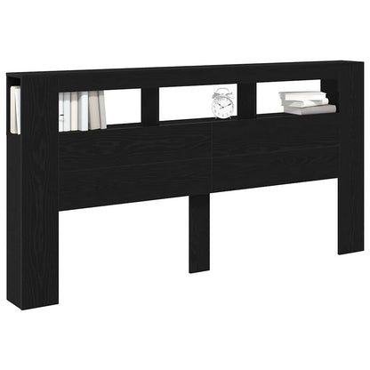 LED Headboard Black Oak 200 x 18.5 x 103.5 cm Engineered Wood
