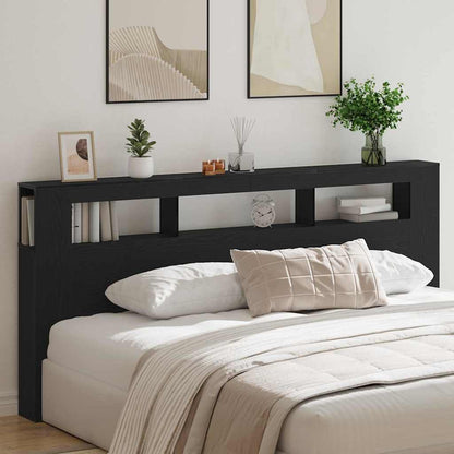 LED Headboard Black Oak Engineered Wood