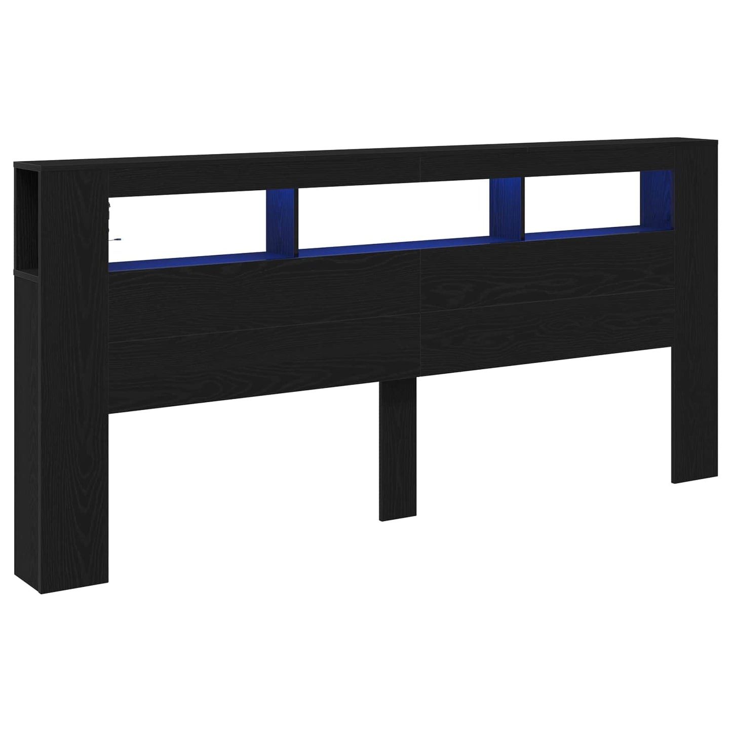 LED Headboard Black Oak Engineered Wood