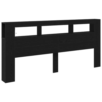 LED Headboard Black Oak Engineered Wood