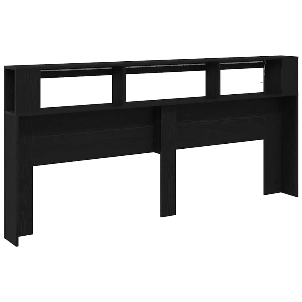 LED Headboard Black Oak Engineered Wood