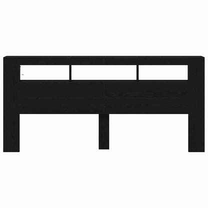 LED Headboard Black Oak Engineered Wood
