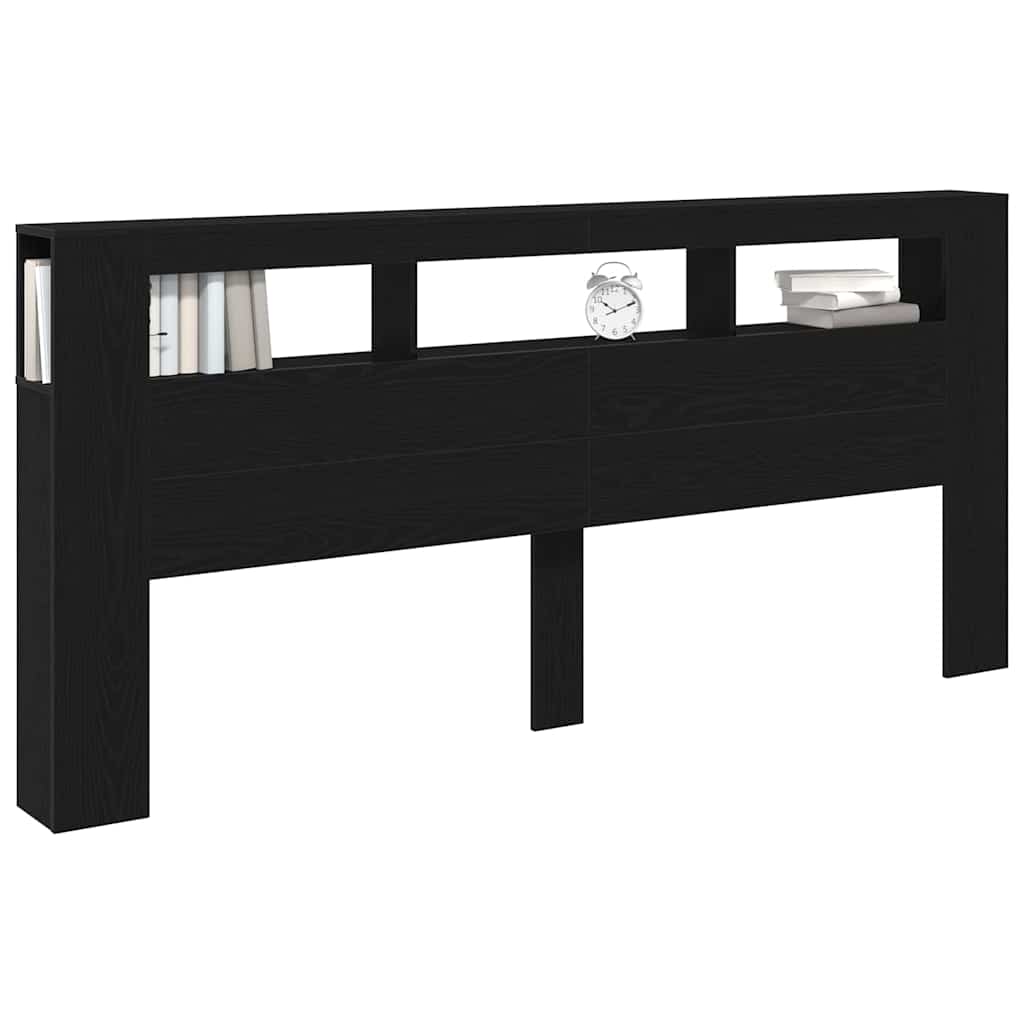 LED Headboard Black Oak Engineered Wood