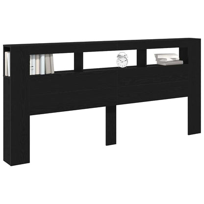 LED Headboard Black Oak Engineered Wood