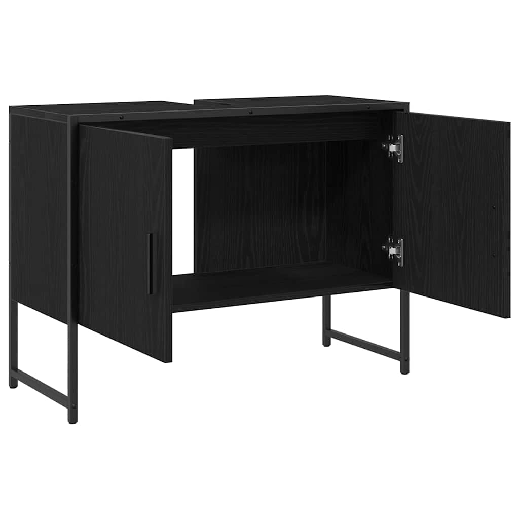 Bathroom Sink Cabinet Black Oak 80 x 30 x 60 cm Engineered Wood