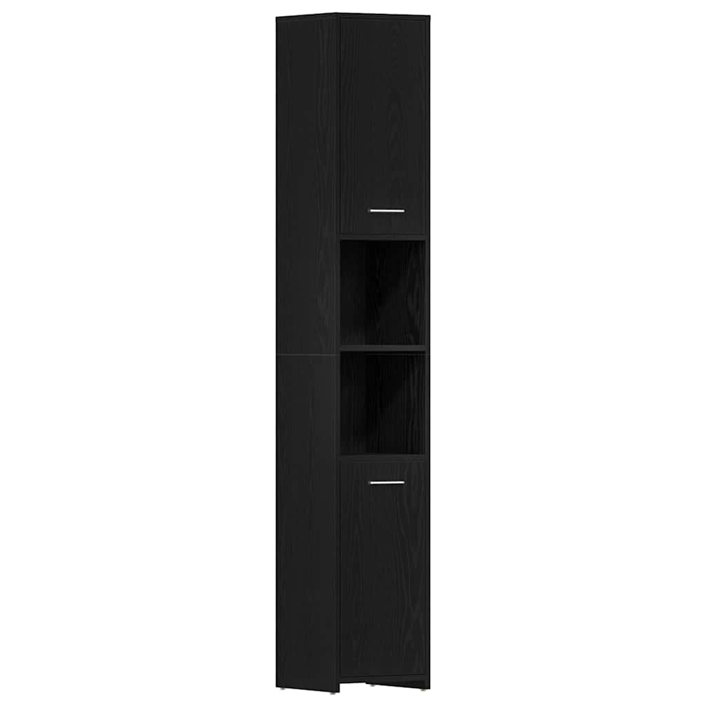 Bathroom Cabinet Black Oak 30x30x183,5 cm Engineered Wood