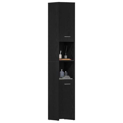 Bathroom Cabinet Black Oak 30x30x183,5 cm Engineered Wood