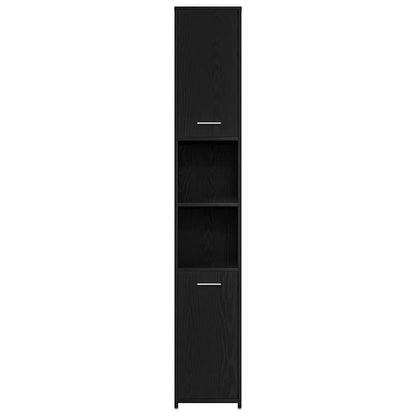 Bathroom Cabinet Black Oak 30x30x183,5 cm Engineered Wood