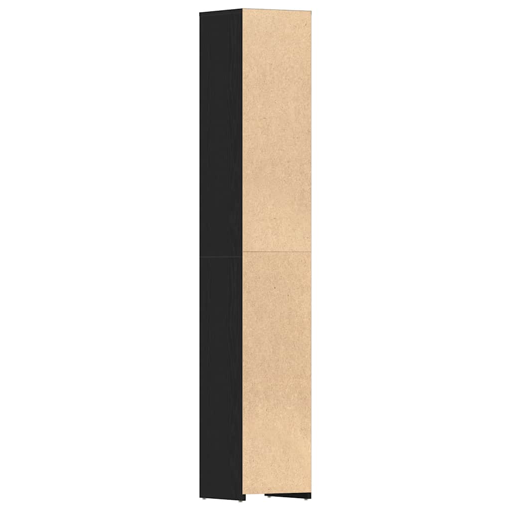 Bathroom Cabinet Black Oak 30x30x183,5 cm Engineered Wood