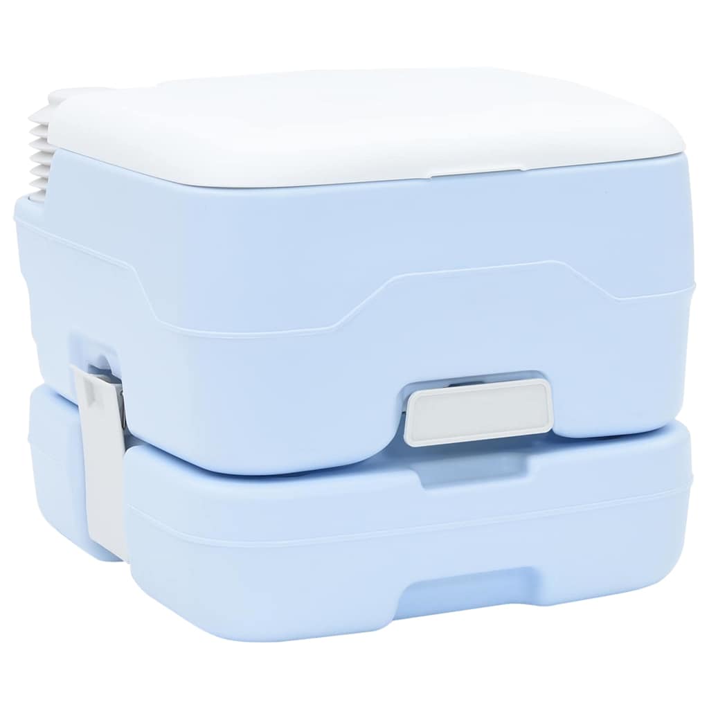 Camping Toilet Manual Light Blue and White 41.5 x 36.5 x 30 cm