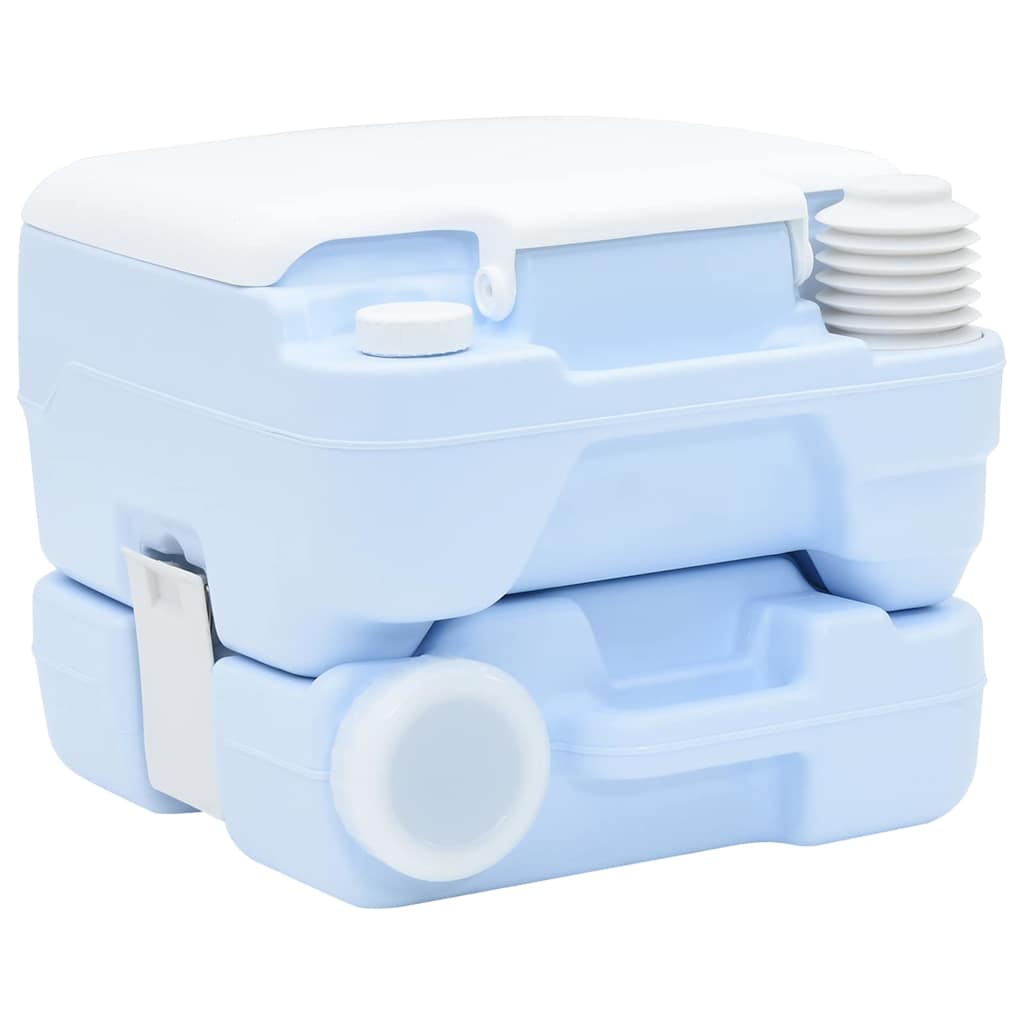 Camping Toilet Manual Light Blue and White 41.5 x 36.5 x 30 cm