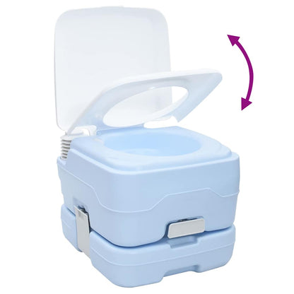 Camping Toilet Manual Light Blue and White 41.5 x 36.5 x 30 cm