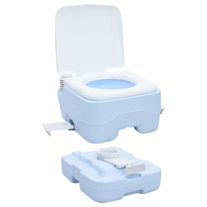 Camping Toilet Manual Light Blue and White 41.5 x 36.5 x 30 cm