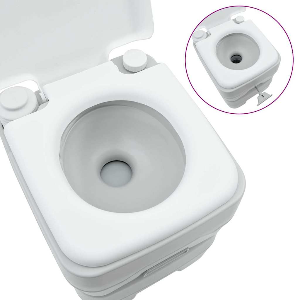 Camping Toilet Grey and White 41.5 x 36.5 x 42 cm Polyethylene