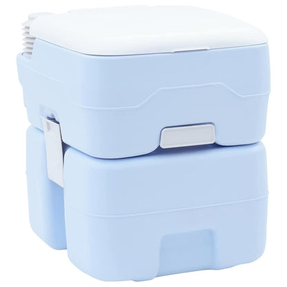 Camping Toilet Manual Light Blue and White 41.5 x 36.5 x 42 cm