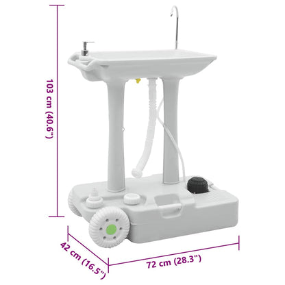 Camping Handwash Stand with Wheels Grey 72 x 42 x 103 cm