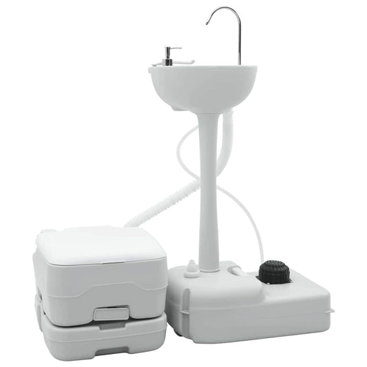 Camping Toilet Set 2 pcs Grey and White