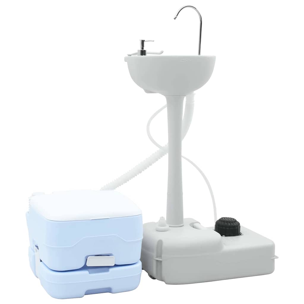 Camping Toilet Set 2 pcs Blue and White