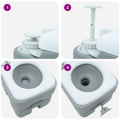 Camping Toilet Manual Grey and White 41.5 x 36.5 x 37.5 cm