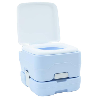 Camping Toilet Manual Light Blue and White 41.5 x 36.5 x 30 cm