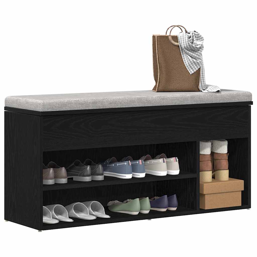 Shoe Bench Black Oak 102x30,5x45 cm Engineered Wood