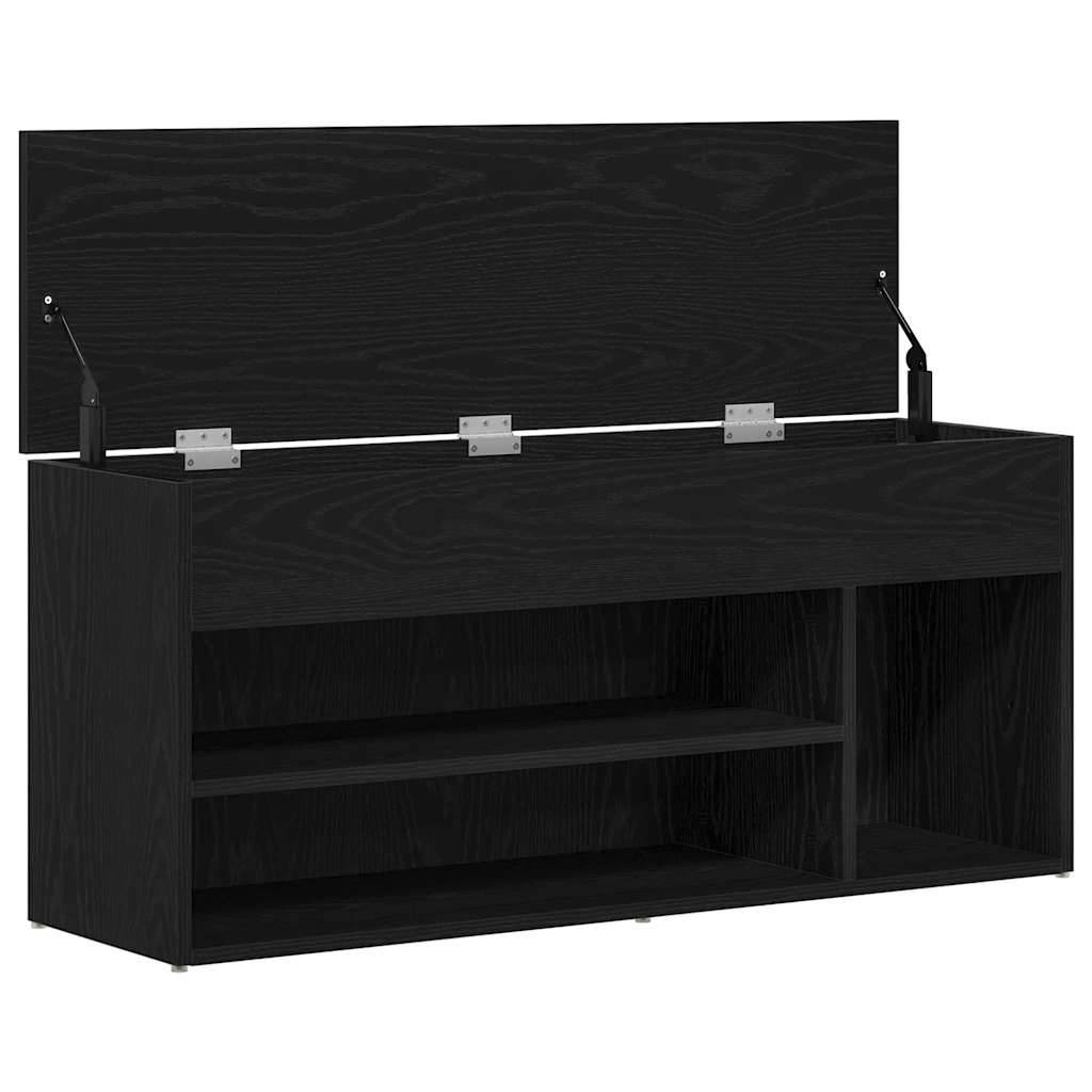 Shoe Bench Black Oak 102x30,5x45 cm Engineered Wood
