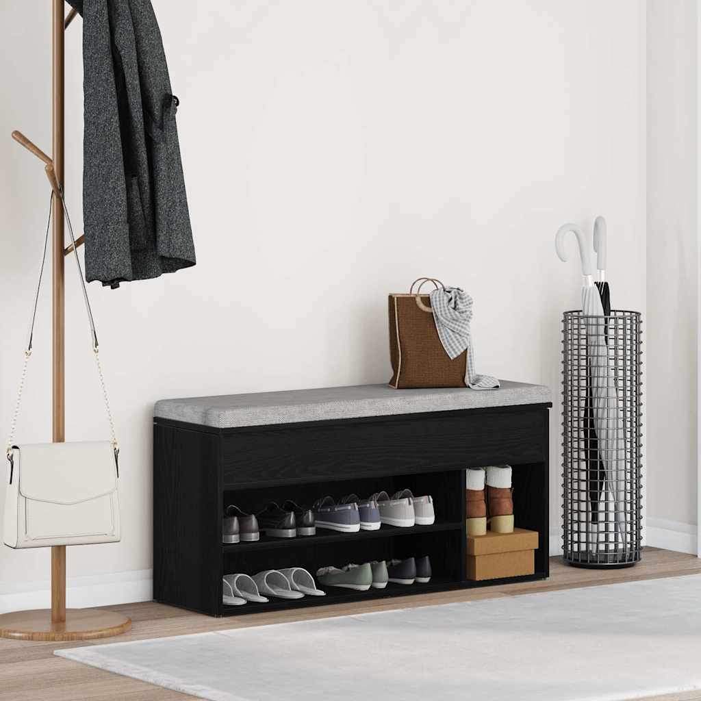 Shoe Bench Black Oak 102x30,5x45 cm Engineered Wood
