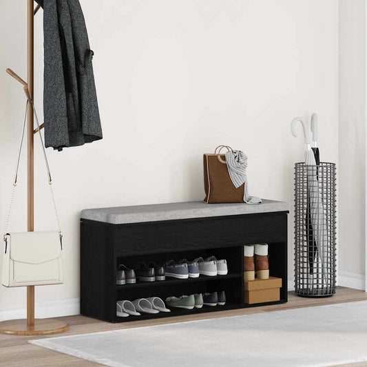 Shoe Bench Black Oak 102x30,5x45 cm Engineered Wood