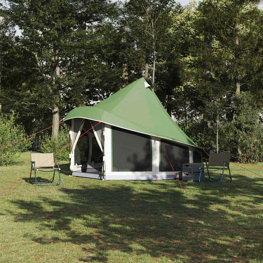 Family Tipi Tent Folding with Roof Green 404 x 370 x 270 cm