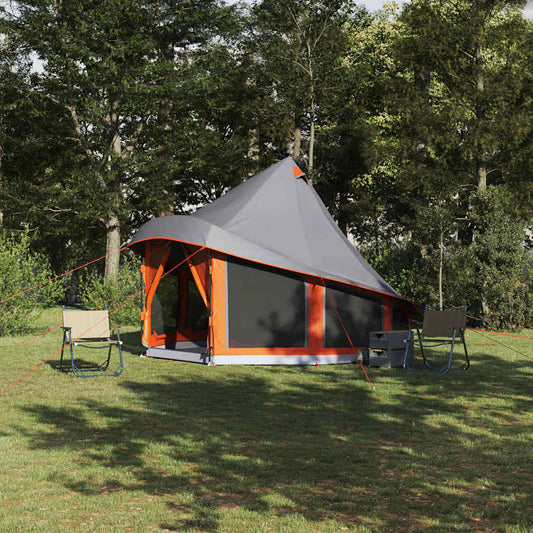 Family Tipi Tent Folding Grey and Orange 404 x 370 x 270 cm