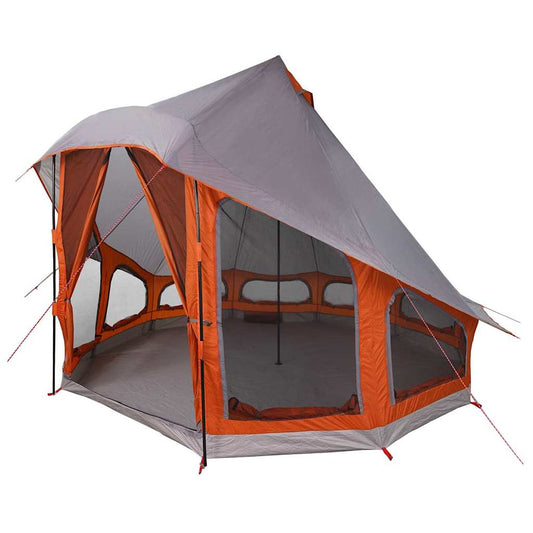 Family Tipi Tent Folding Grey and Orange 404 x 370 x 270 cm