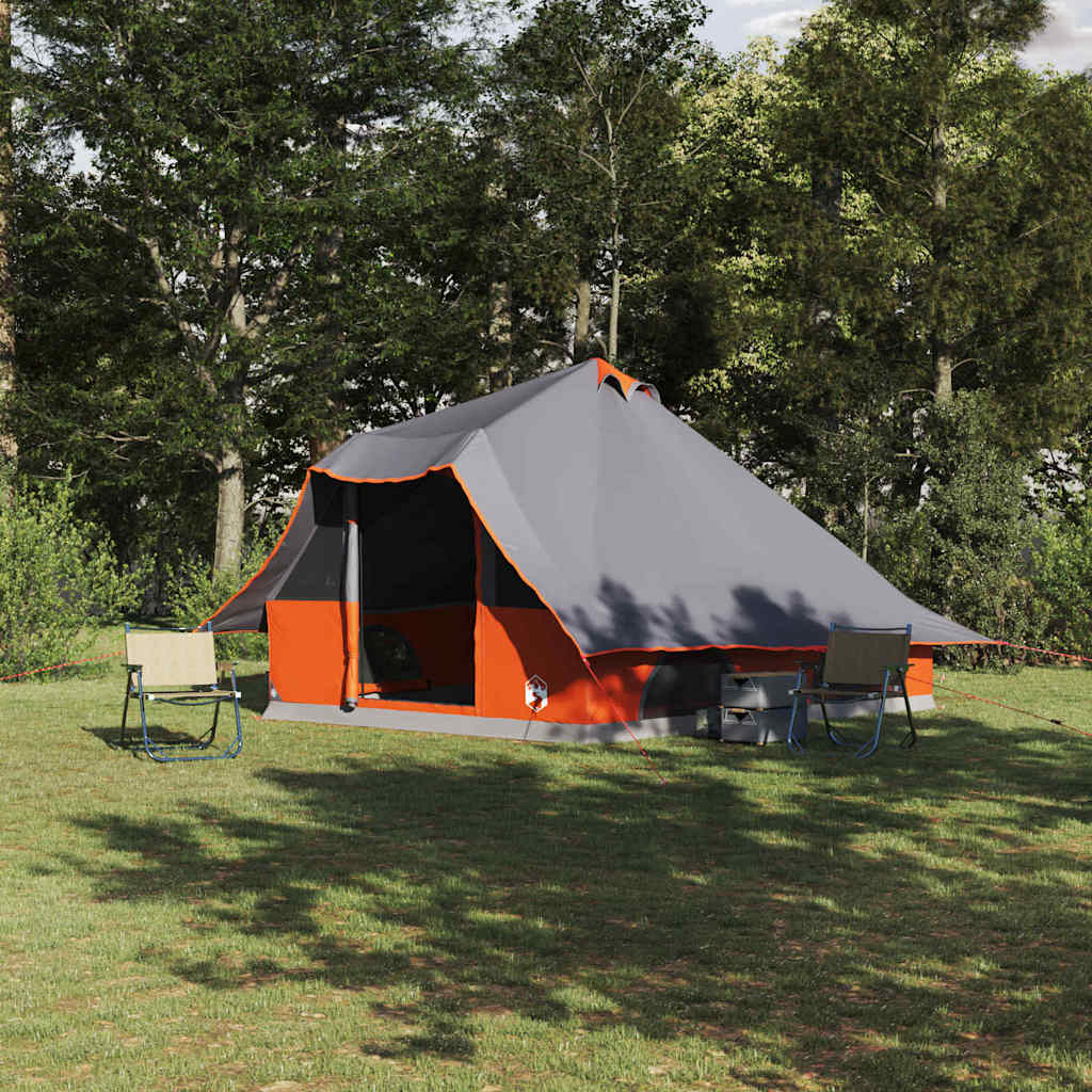 Tipi Tent with Roof Grey and Orange 358 x 296 x 258 cm Taffeta
