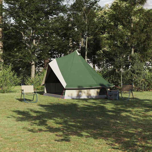 Family Tipi Tent Folding Green and Beige 400 x 346 x 250 cm