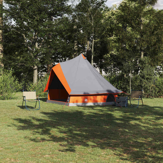 Family Tipi Tent Folding Grey and Orange 400 x 346 x 250 cm