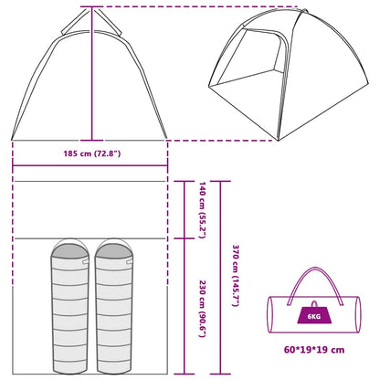 Tent Folding Green 370 x 230 x 185 cm Polyester and fibreglass