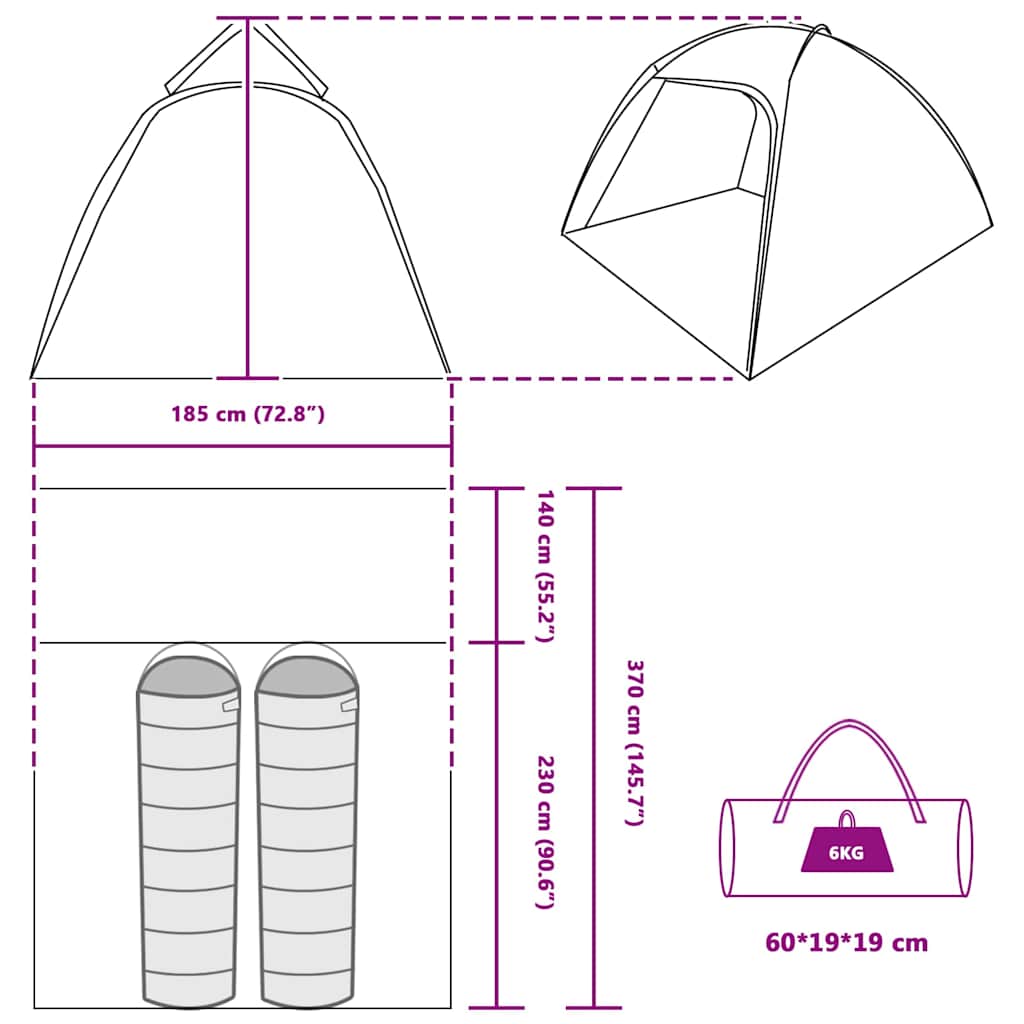Tent with Roof Blue 370 x 230 x 185 cm Polyester and fibreglass