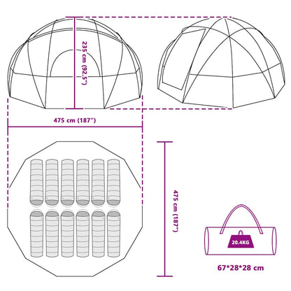 Dome Tent with Roof Green 475 x 475 x 235 cm Taffeta