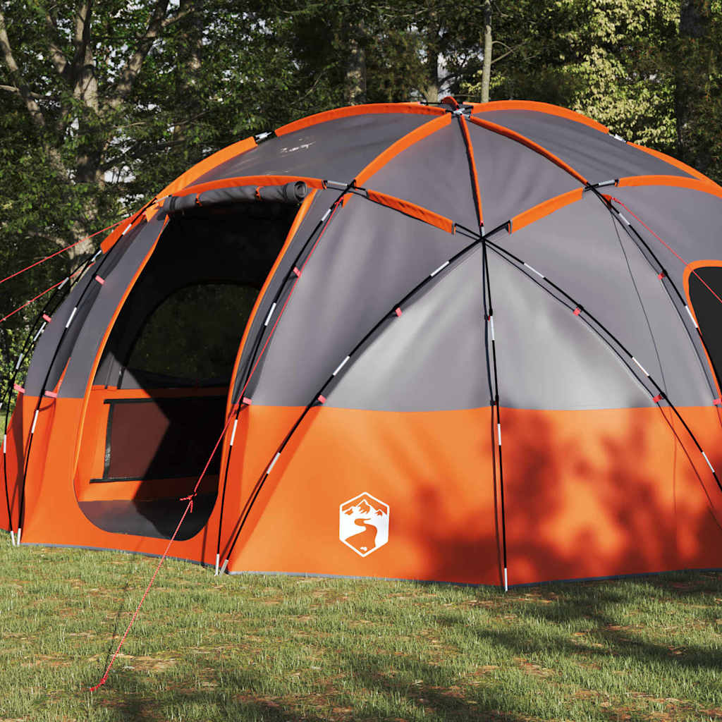 Camping Tent Grey and Orange 475 x 475 x 235 cm Polyester