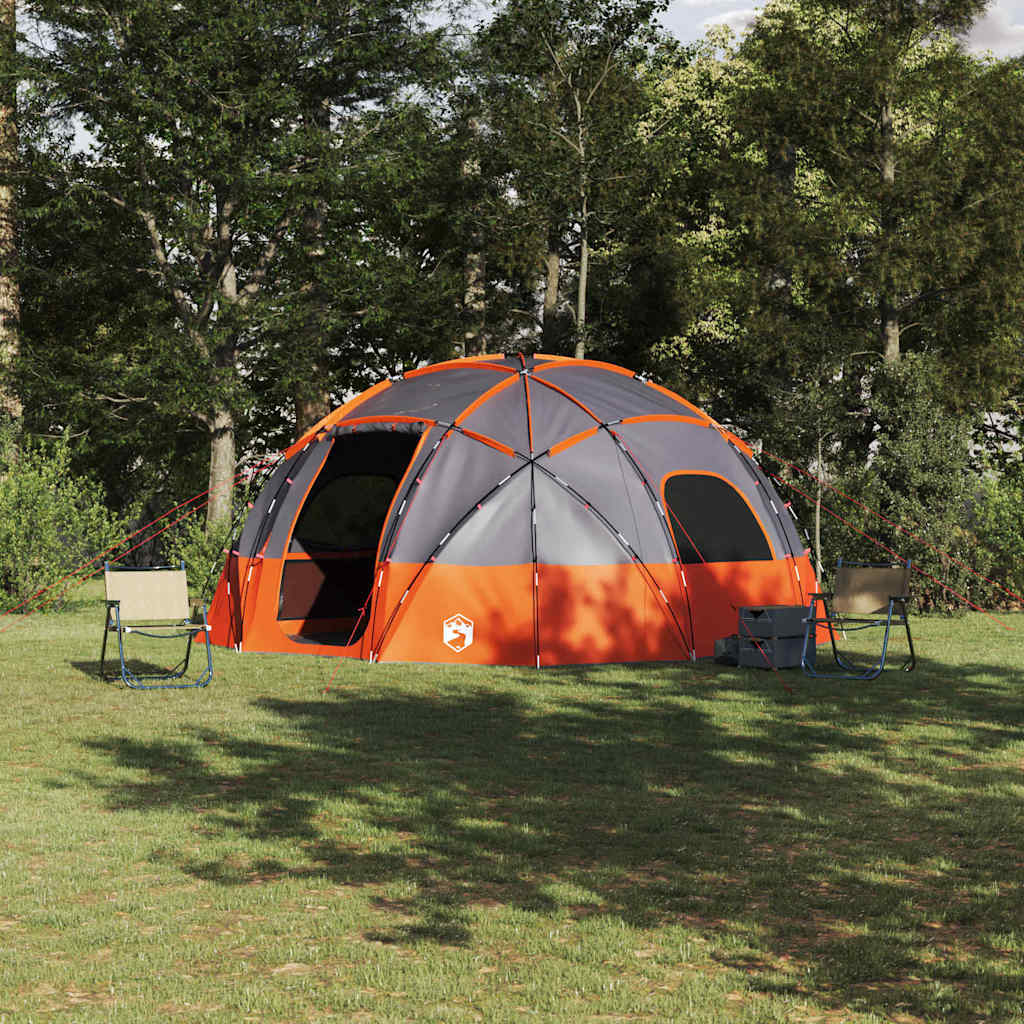 Camping Tent Grey and Orange 475 x 475 x 235 cm Polyester