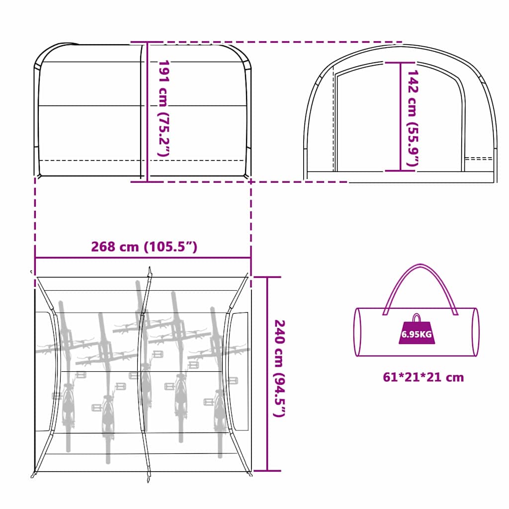 Tent with Roof Grey and orange 268 x 240 x 191 cm Polyester