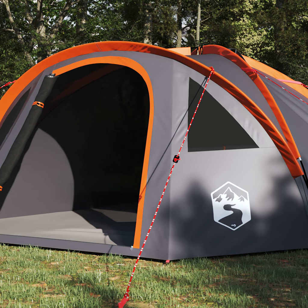 Camping Tent Grey and orange 308 x 268 x 130 cm Polyester