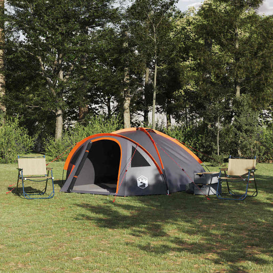 Camping Tent Grey and orange 308 x 268 x 130 cm Polyester