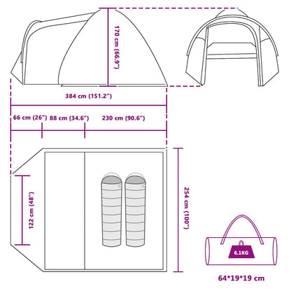 Dome Tent Dome with Roof with Storage Green 384 x 254 x 170 cm