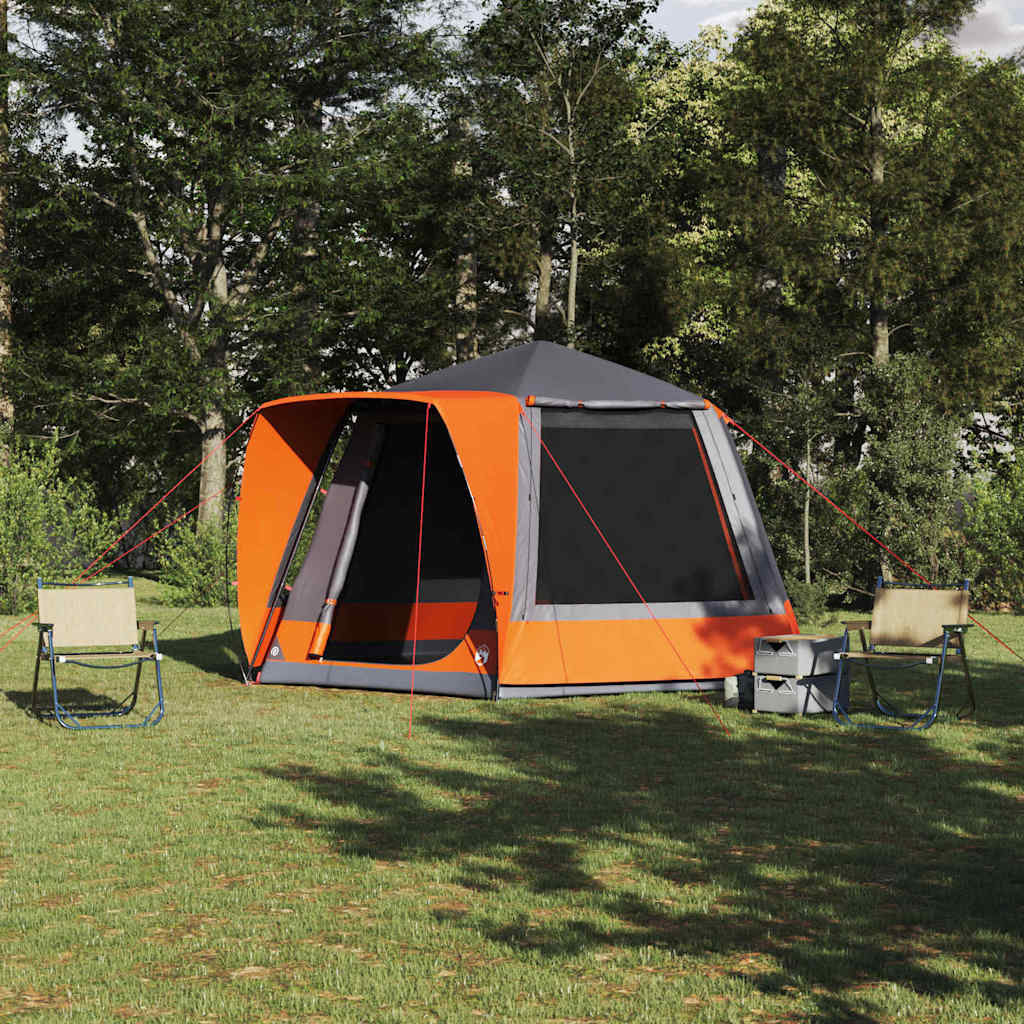 Camping Tent Grey and orange 420 x 420 x 227 cm Polyester