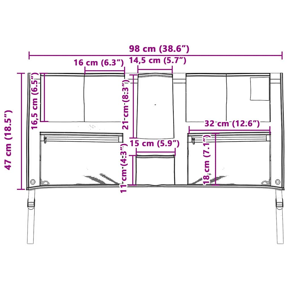 Storage Bag with Storage Black and Blue 98 x 47 cm Oxford