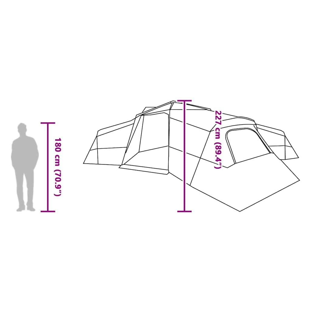 Family Tent with Roof Green 833 x 585 x 216 cm Taffeta