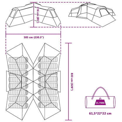 Family Tent Grey and Orange 833 x 585 x 216 cm Taffeta