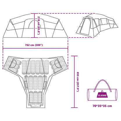 Family Tent with Roof Blue 762 x 655 x 218 cm Taffeta