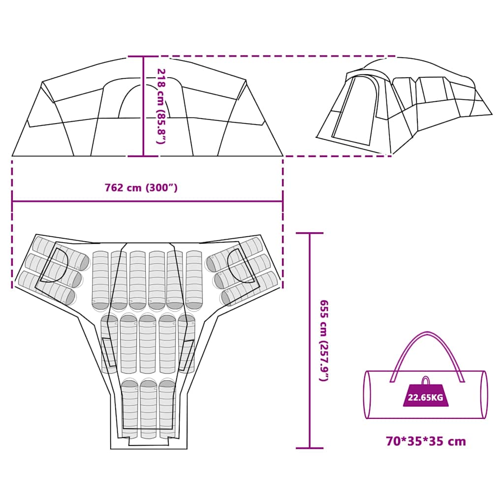 Family Tent Grey and Orange 762 x 655 x 218 cm Taffeta