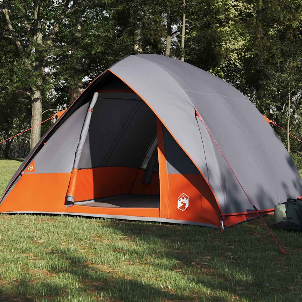 Camping Tent Grey and Orange 320 x 275 x 190 cm Taffeta
